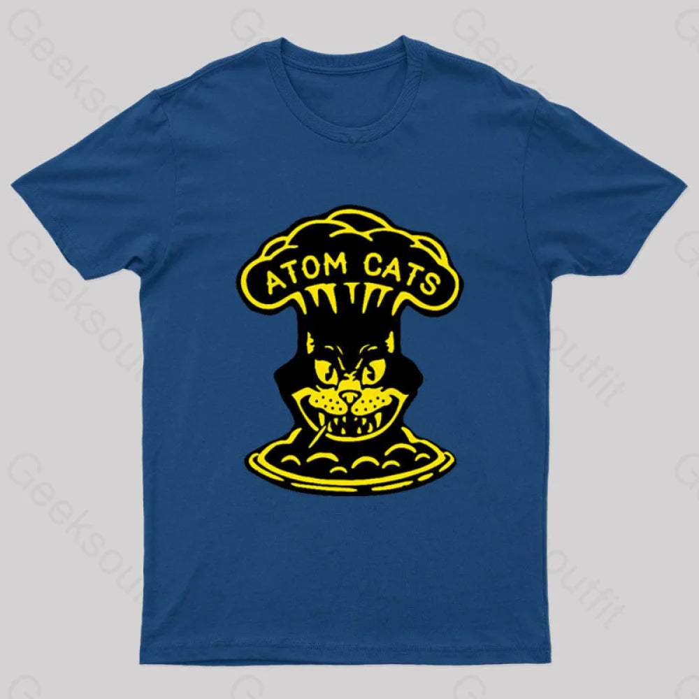 Fallout Atom Cats Garage Yellow Geek T-Shirt Navy / S