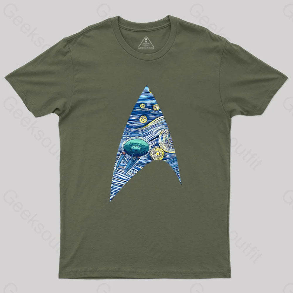 Fantasy Cosmic Voyage T-Shirt Army Green / S Yc