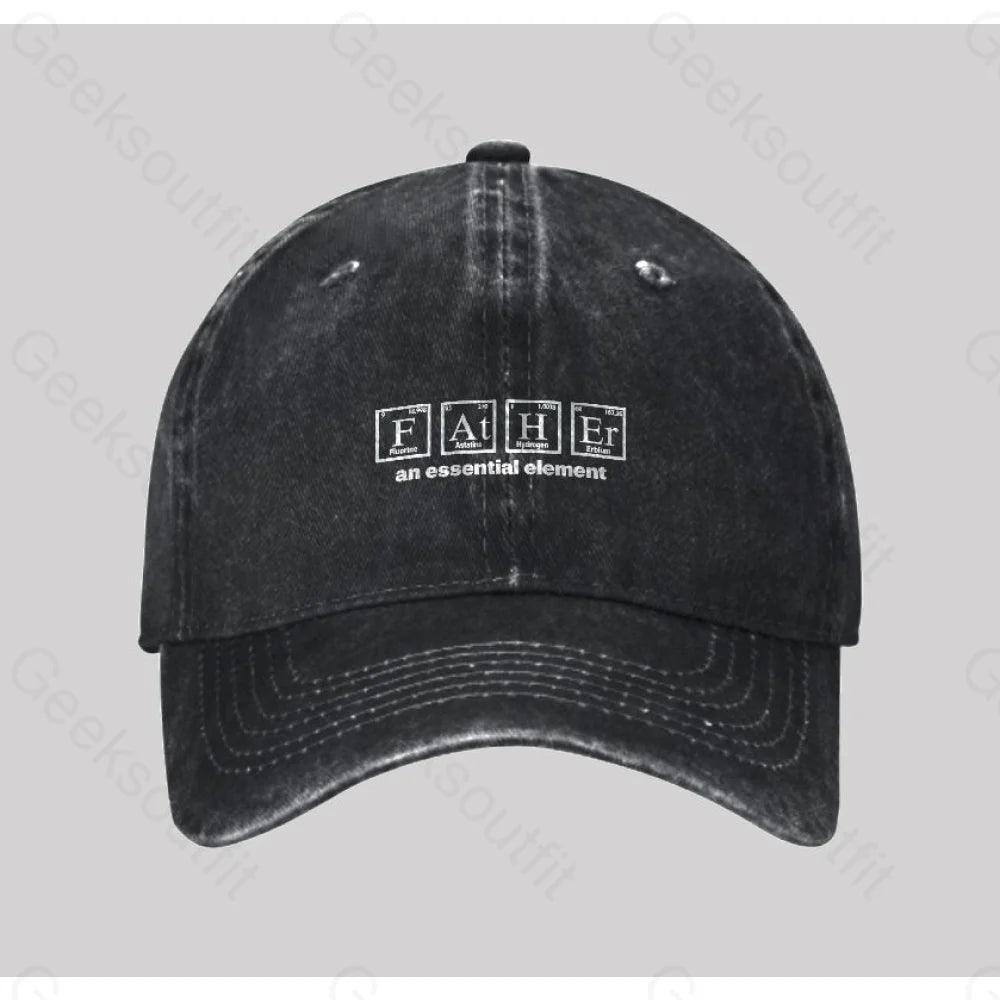 Father An Essential Element Washed Vintage Baseball Cap Black