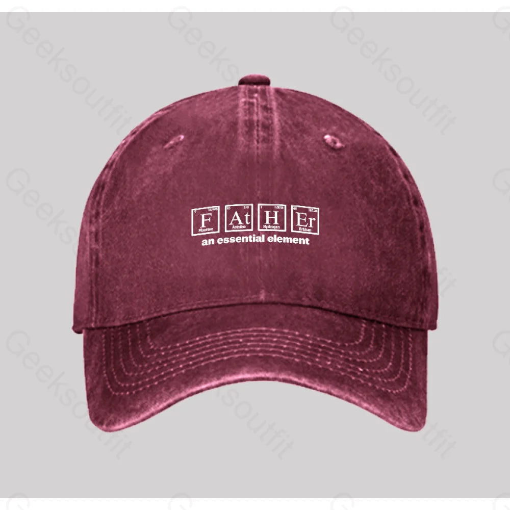 Father An Essential Element Washed Vintage Baseball Cap Red