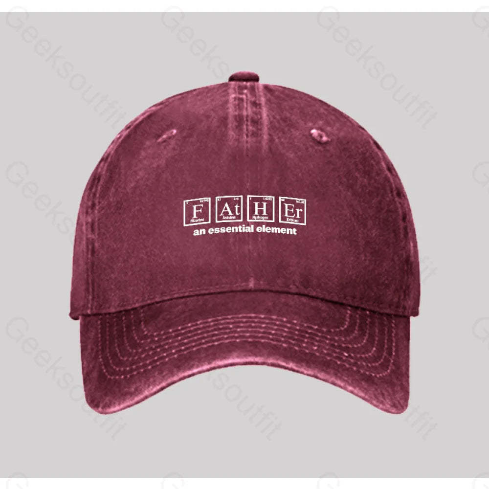 Father An Essential Element Washed Vintage Baseball Cap Red