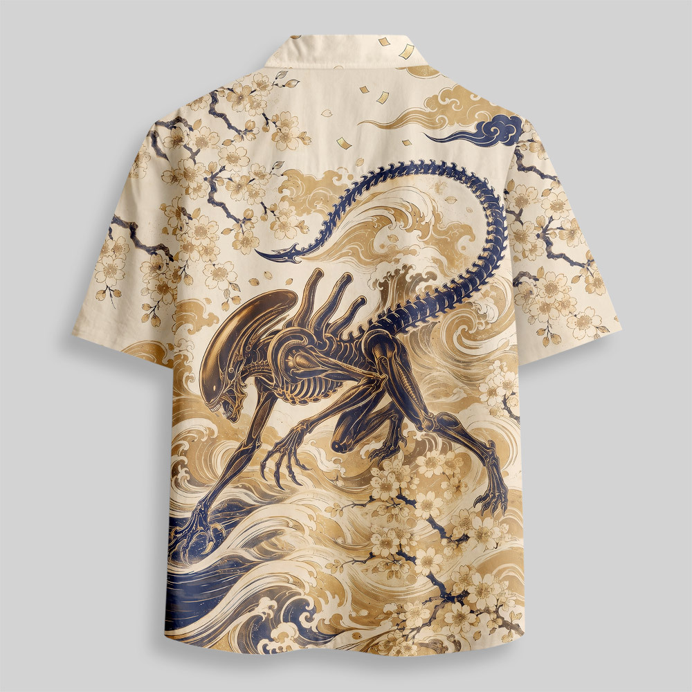 Xenomorph Yokai Button Up Pocket Shirt