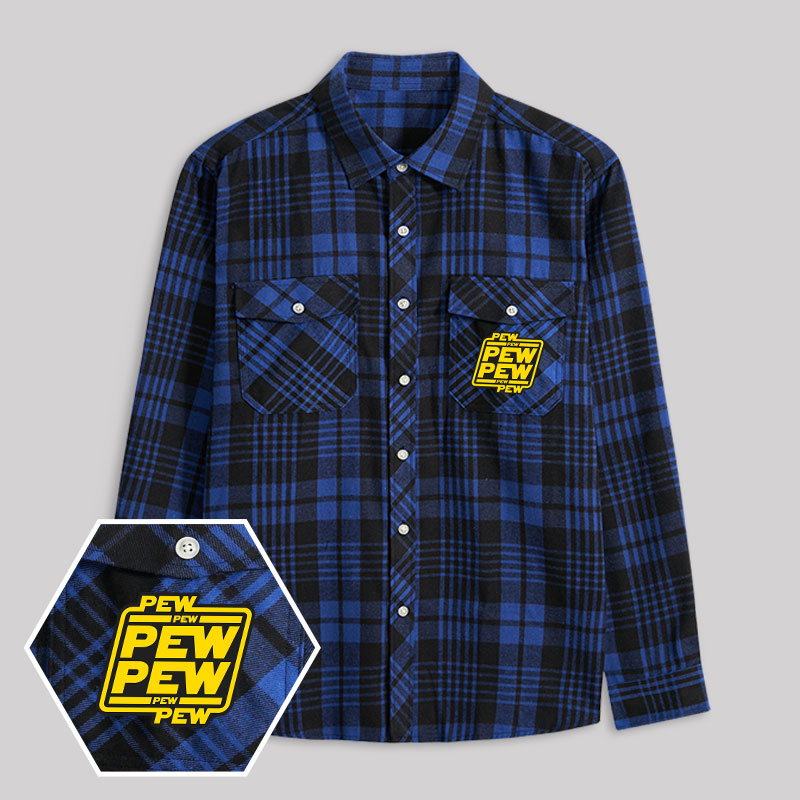 Pew Pew Galaxy Plaid Flannel Shirt
