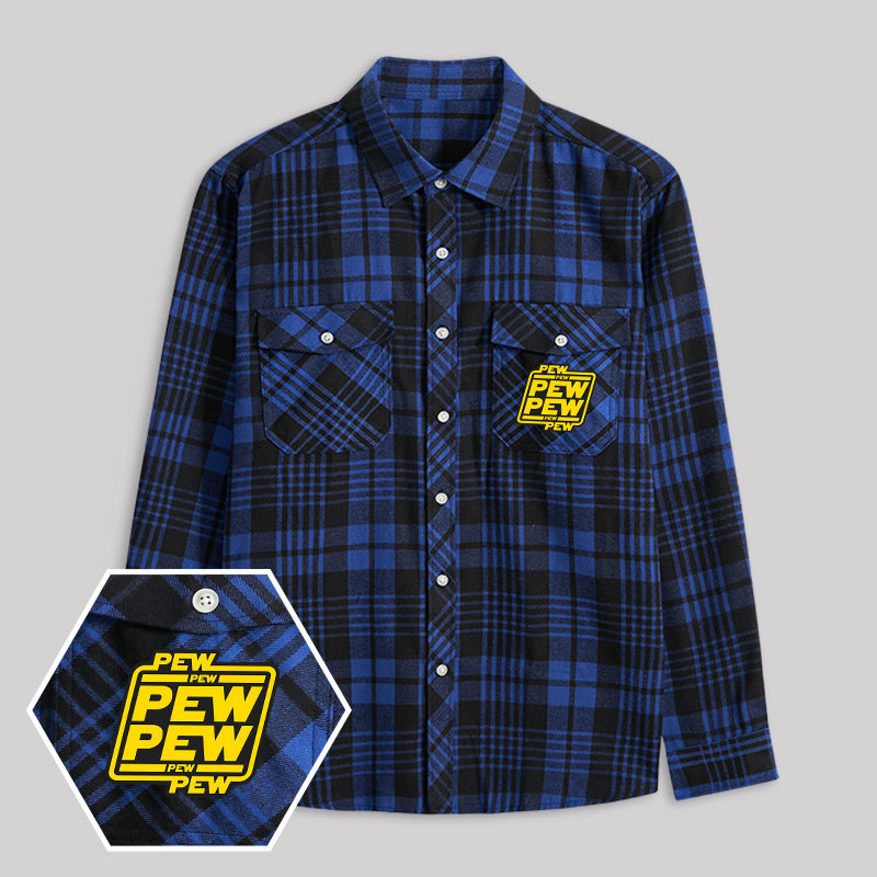 Pew Pew Galaxy Plaid Flannel Shirt