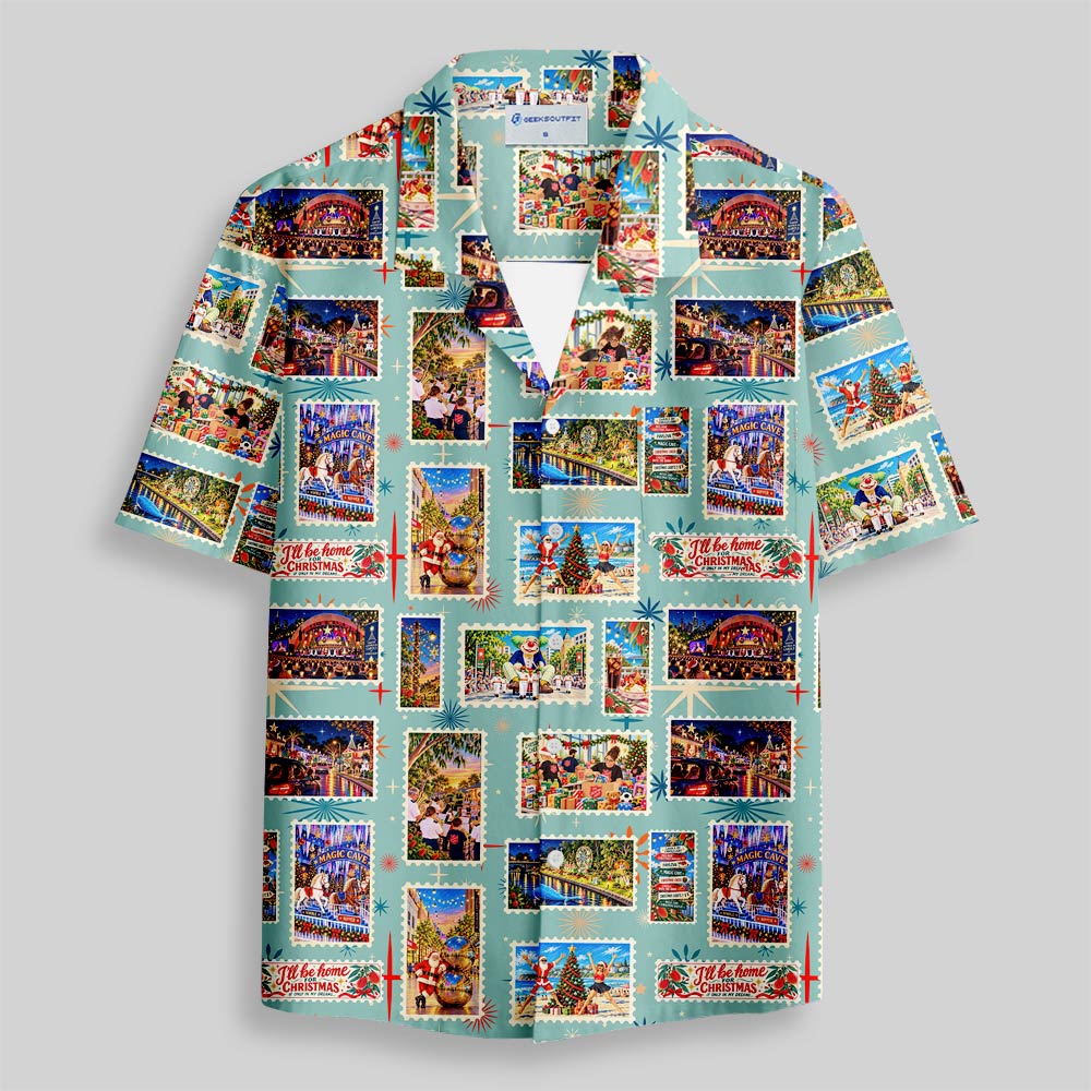 Sunny Christmas Memories Button Up Pocket Shirt