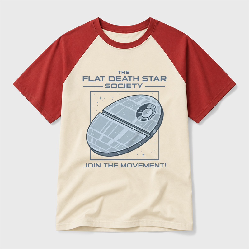 The Flat Death Star Society Geek Retro Raglan T-Shirt