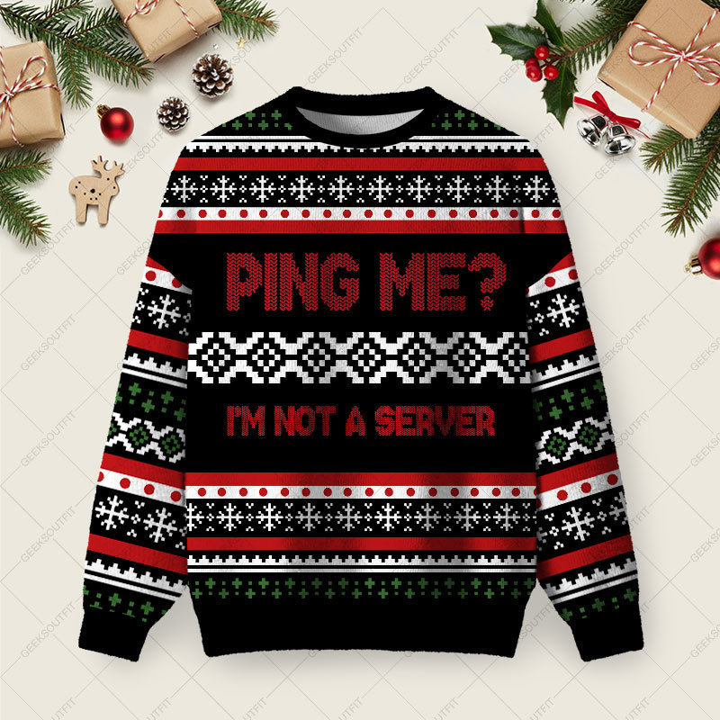 Geeksoutfit I'm Not A Server Ugly Christmas Fuzzy Fleece Sweatshirt for Sale