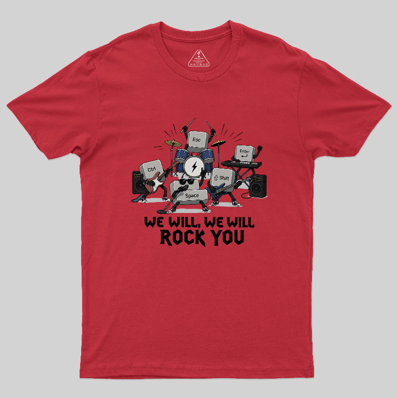 Keyboard Rock Band Print Geek T-Shirt