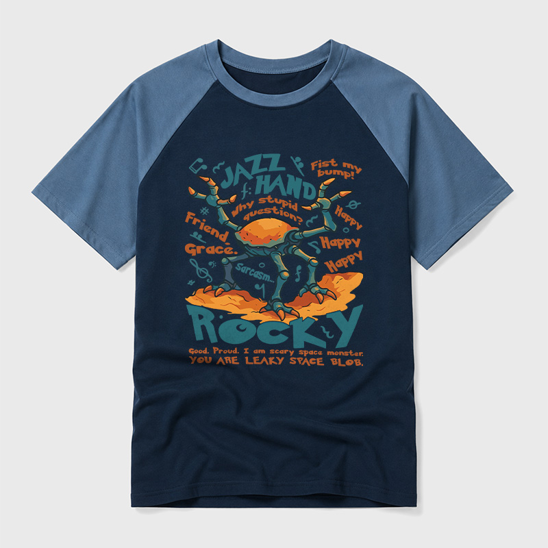 Rocky Jazz Hand Geek Retro Raglan T-Shirt