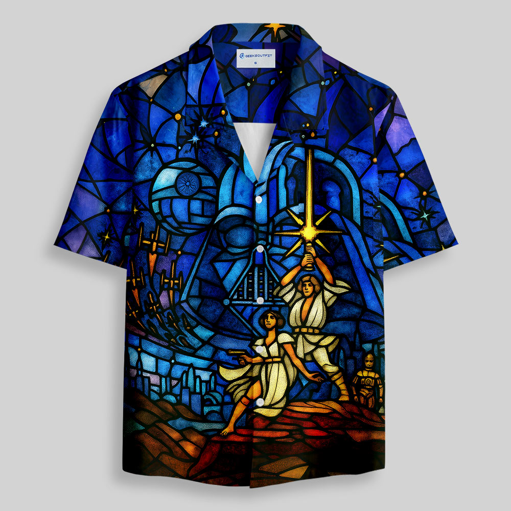 Church Window Grilles Sci-Fi Space War Button Up Pocket Shirt