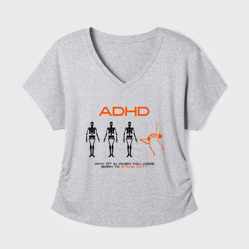 ADHD Awareness Geek Dolman Sleeve V-Neck Shirt