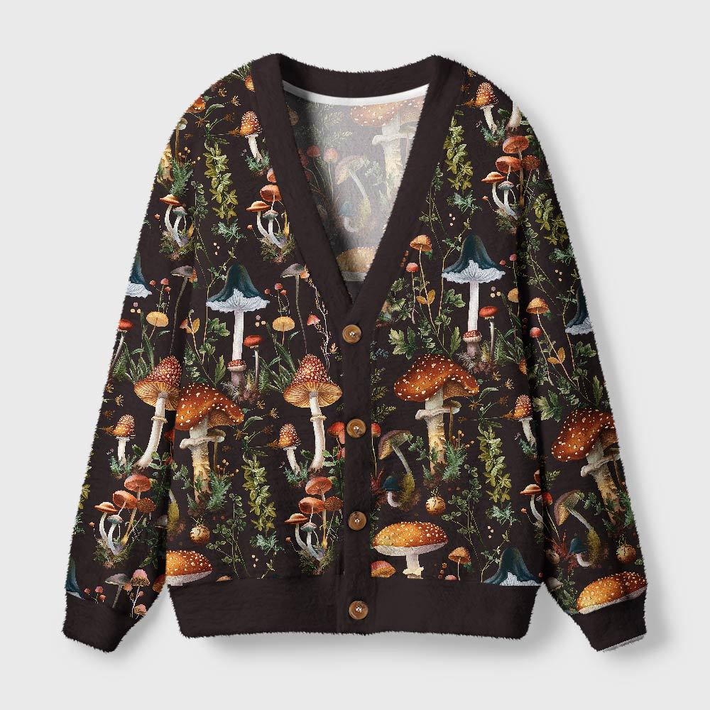Geeksoutfit Mushroom Science Retro Geek Ugly Cardigan Sweaters  for Sale