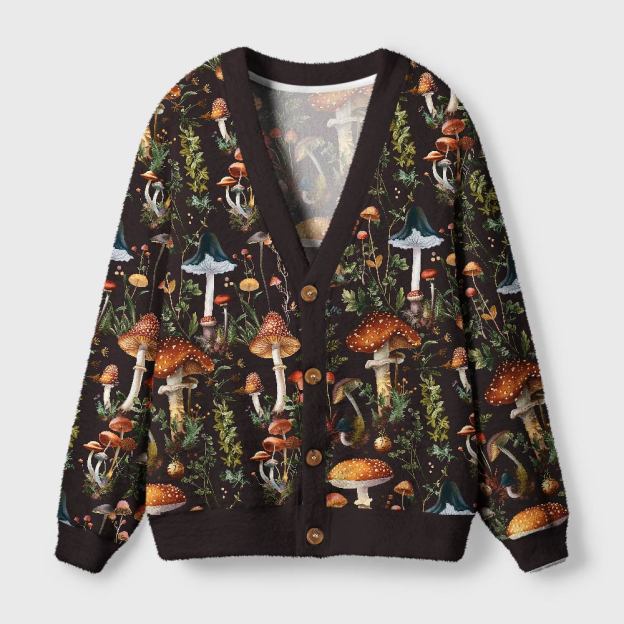 Mushroom Science Retro Geek Ugly Cardigan Sweaters