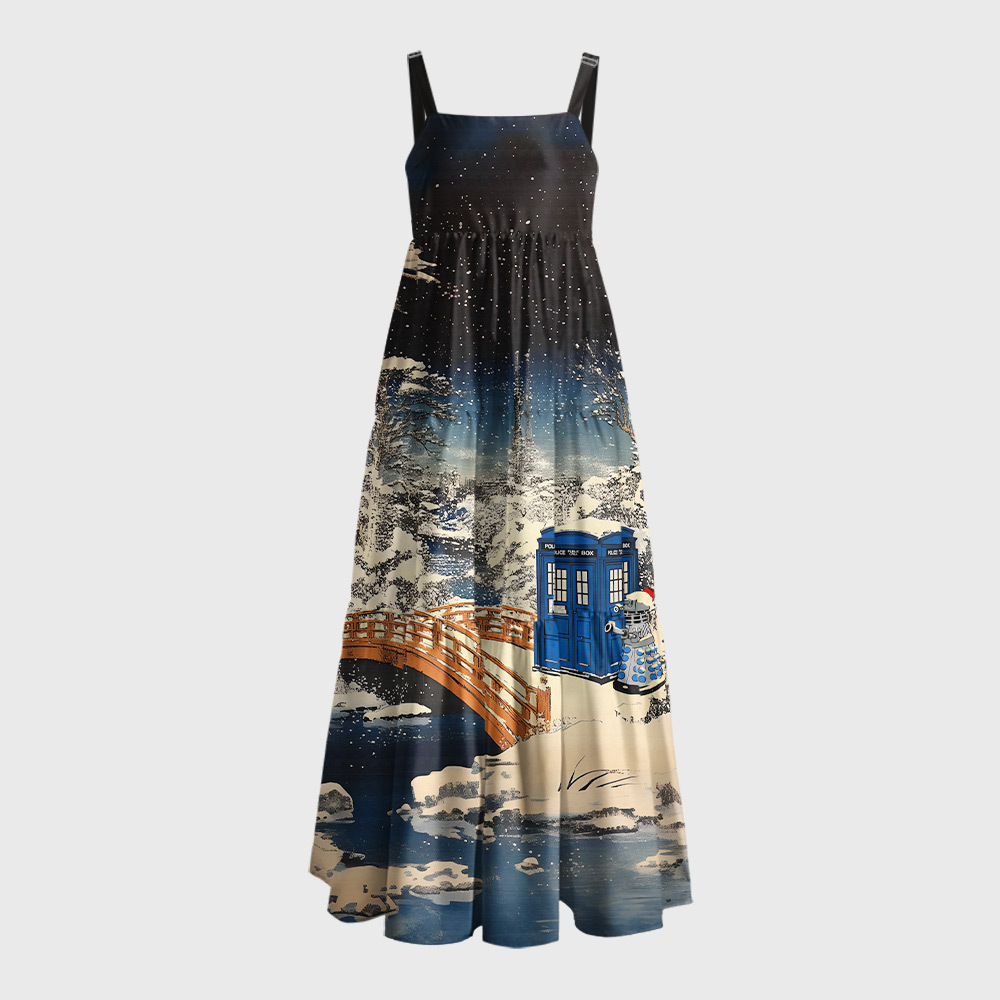 Ukiyoe Mysterious Phone Geek Tiered Cami Maxi Dress