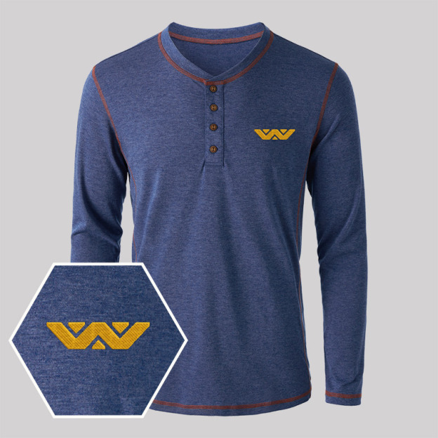 Weyland Corp Embroidered Long Sleeve Henley Shirts