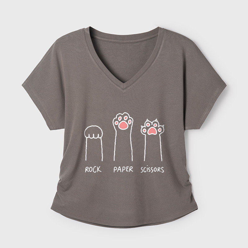 Cat Paw Geek Dolman Sleeve V-Neck Shirt