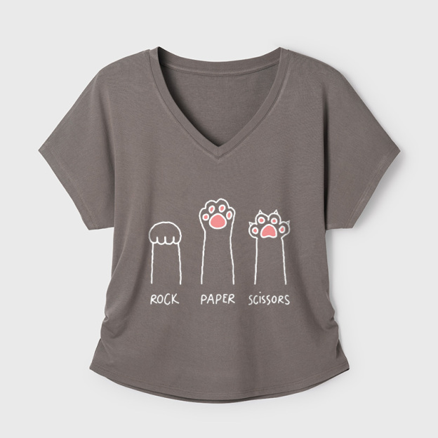 Cat Paw Geek Dolman Sleeve V-Neck Shirt