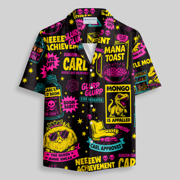 Neon Dungeon Mayhem Button Up Pocket Shirt