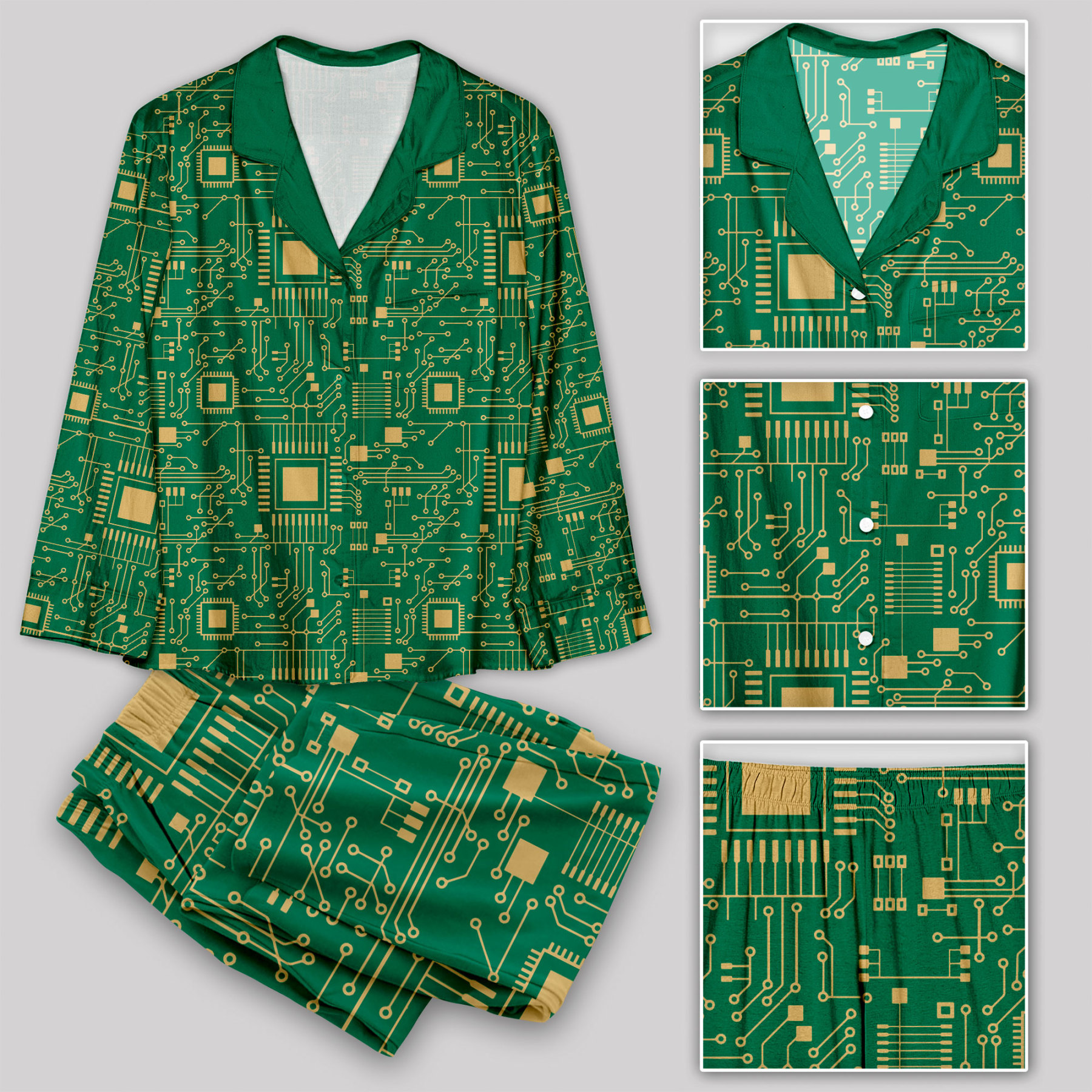 Technology Sense Circuit Board Hawaii Pajama Sets