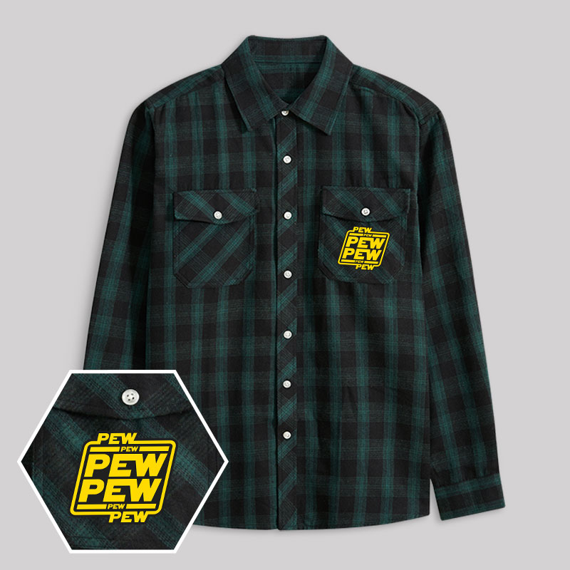 Pew Pew Galaxy Plaid Flannel Shirt