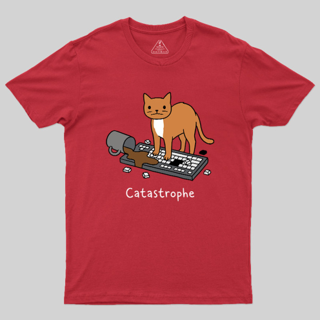 Catastrophe Spilled Coffee Cat Geek T-Shirt