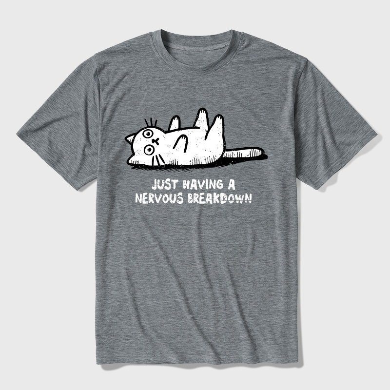 Nervous Breakdown Cat Ultra Soft Heather Tee
