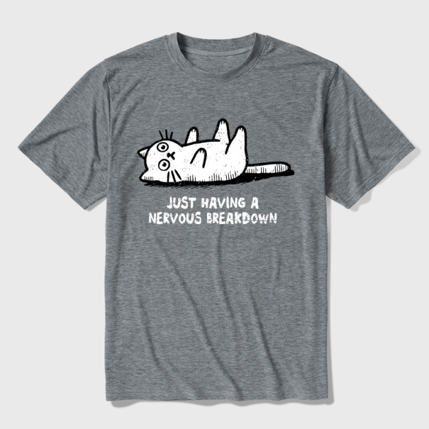 Nervous Breakdown Cat Ultra Soft Heather Tee