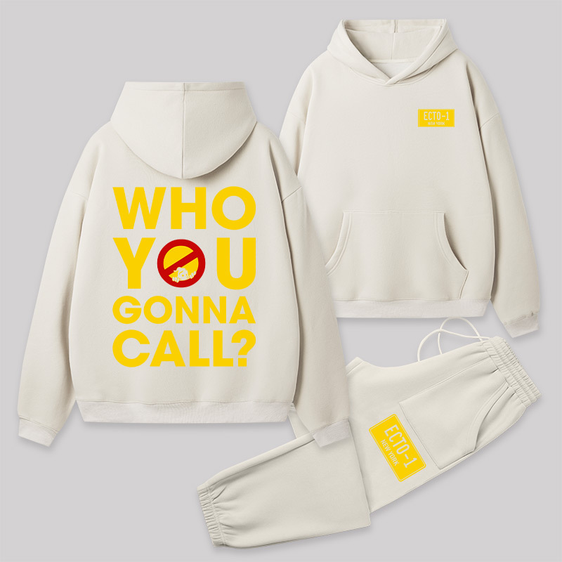 Who You Gonna Call Front and Back Printed Geek Fleece Hoodie Set