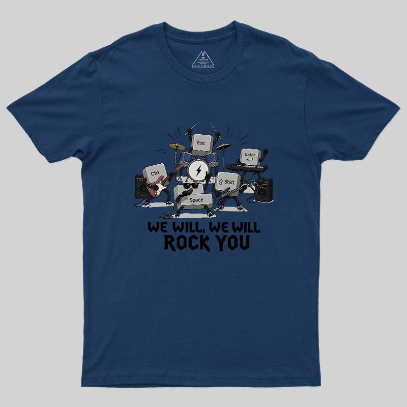 Keyboard Rock Band Print Geek T-Shirt