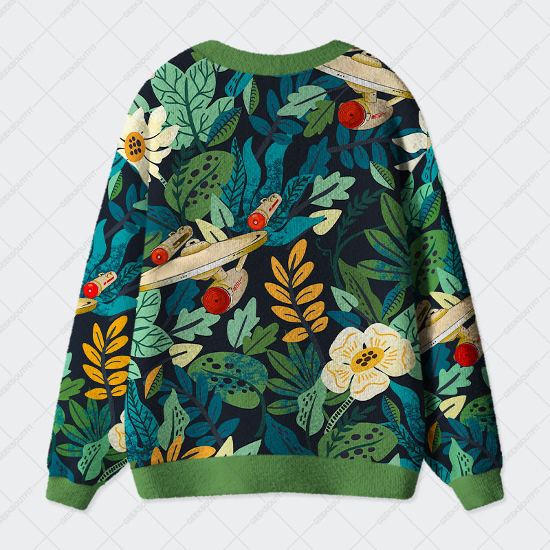 Scifi Spacecraft Hawaii Geek Ugly Cardigan Sweaters 