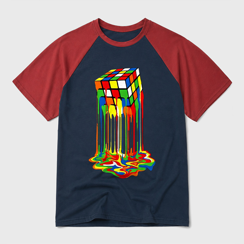 The Melting Cube Geek Retro Raglan T-Shirt