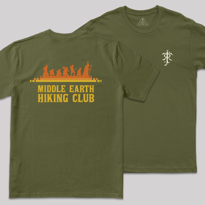 Middle Earth Hiking Club Front and Back Printing  Geek T-Shirt