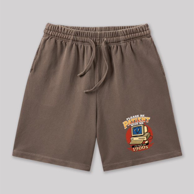 Please Be Patient With Me I'm From The 1900s Geeky Washed Shorts