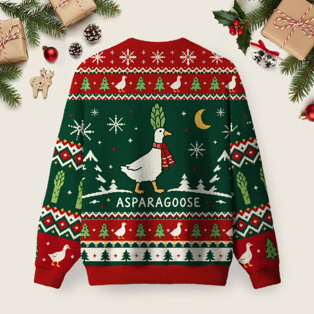 Asparagoose Ugly Christmas Fuzzy Fleece Sweatshirt