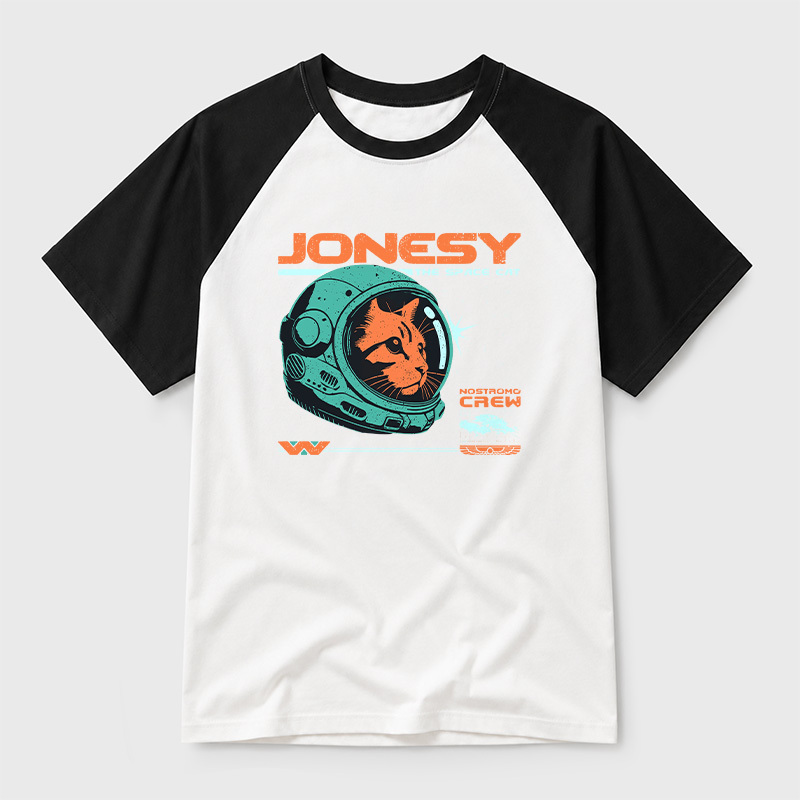 Jonesy The Space Cat Geek Retro Raglan T-Shirt