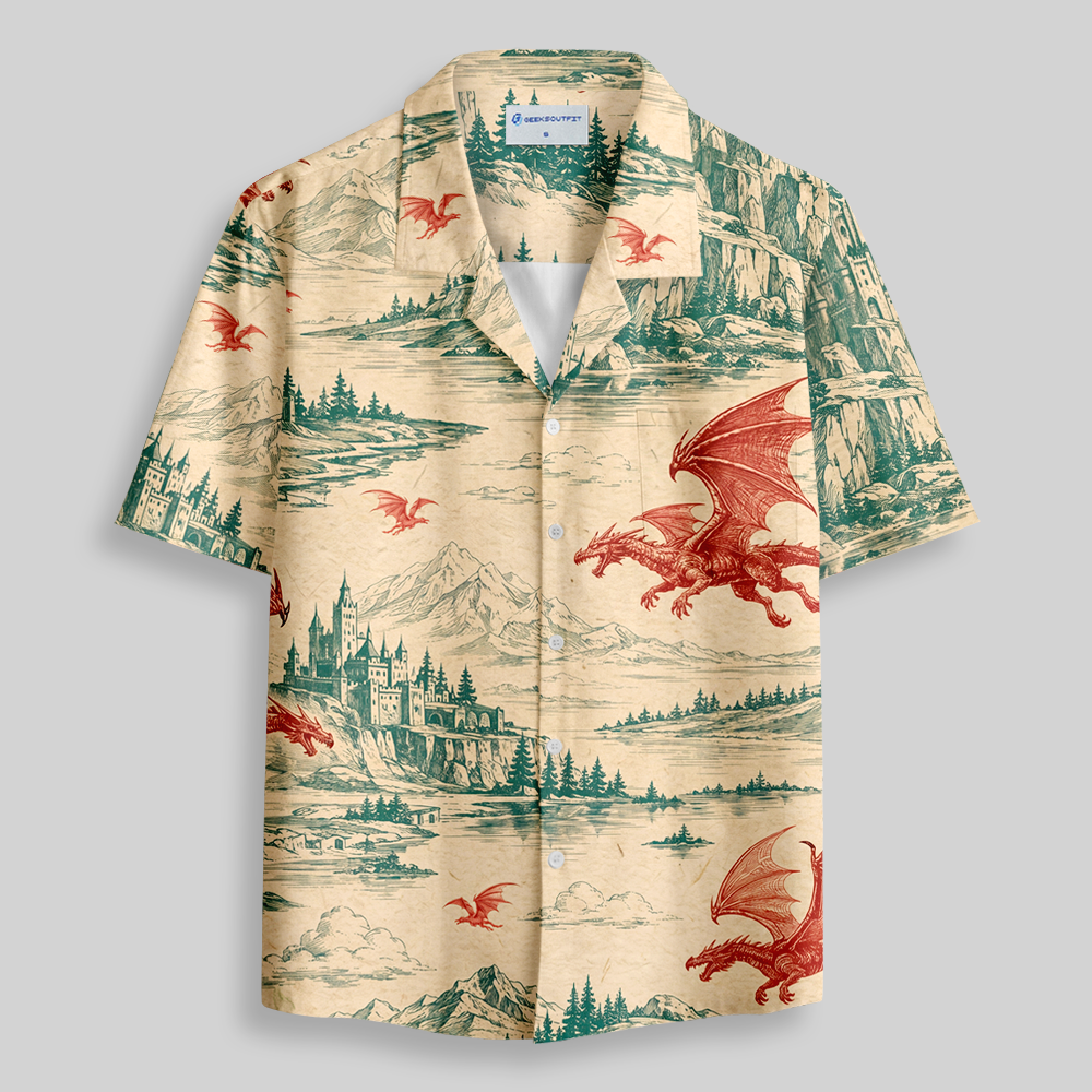 Dragons Above the Pines Button Up Pocket Shirt