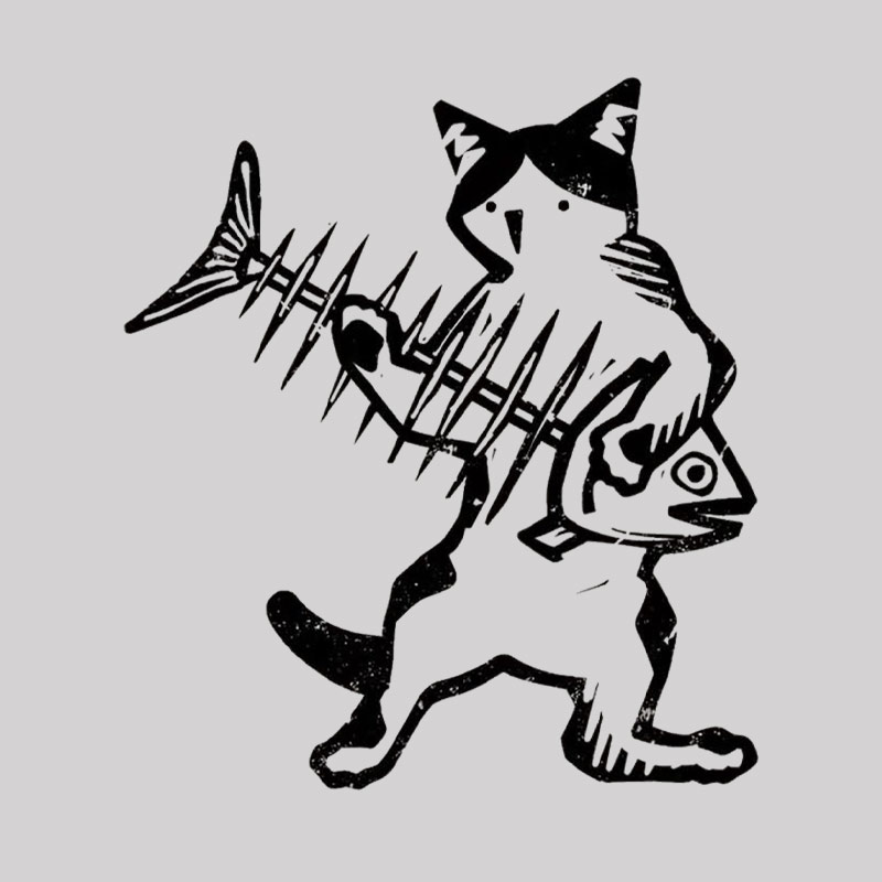 Rock Cat With Fish Guitar Geek T-Shirt