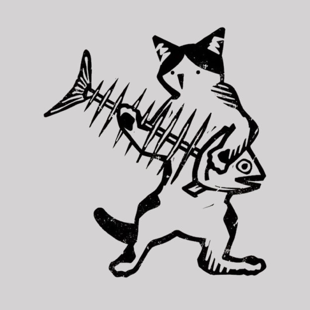 Rock Cat With Fish Guitar Geek T-Shirt