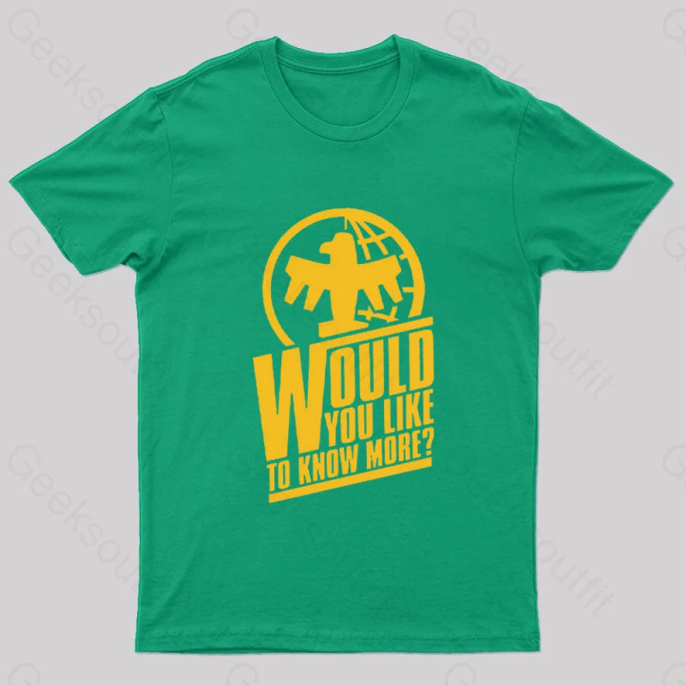 Federal Network Would You Like To Know More Nerd T-Shirt Green / S