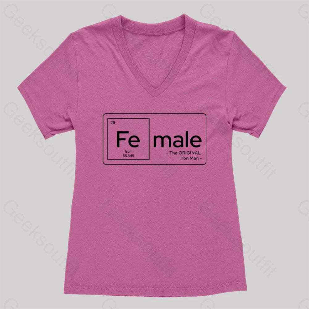 Female Women’s V-Neck T-Shirt Rose Red / S
