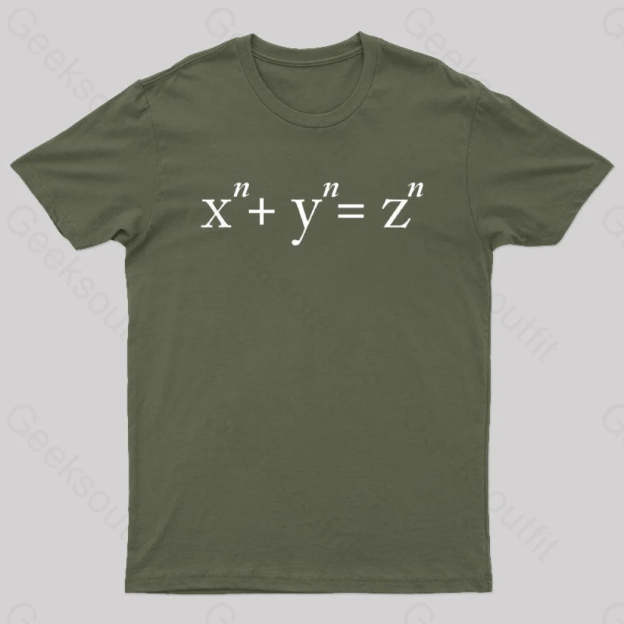 Fermat’s Conjecture Geek T-Shirt Army Green / S