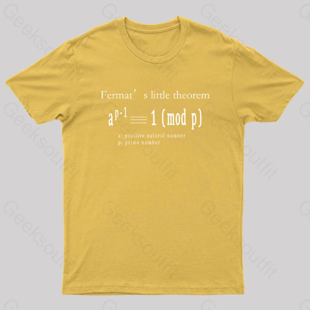 Fermat’s Little Theorem Geek T-Shirt Yellow / S