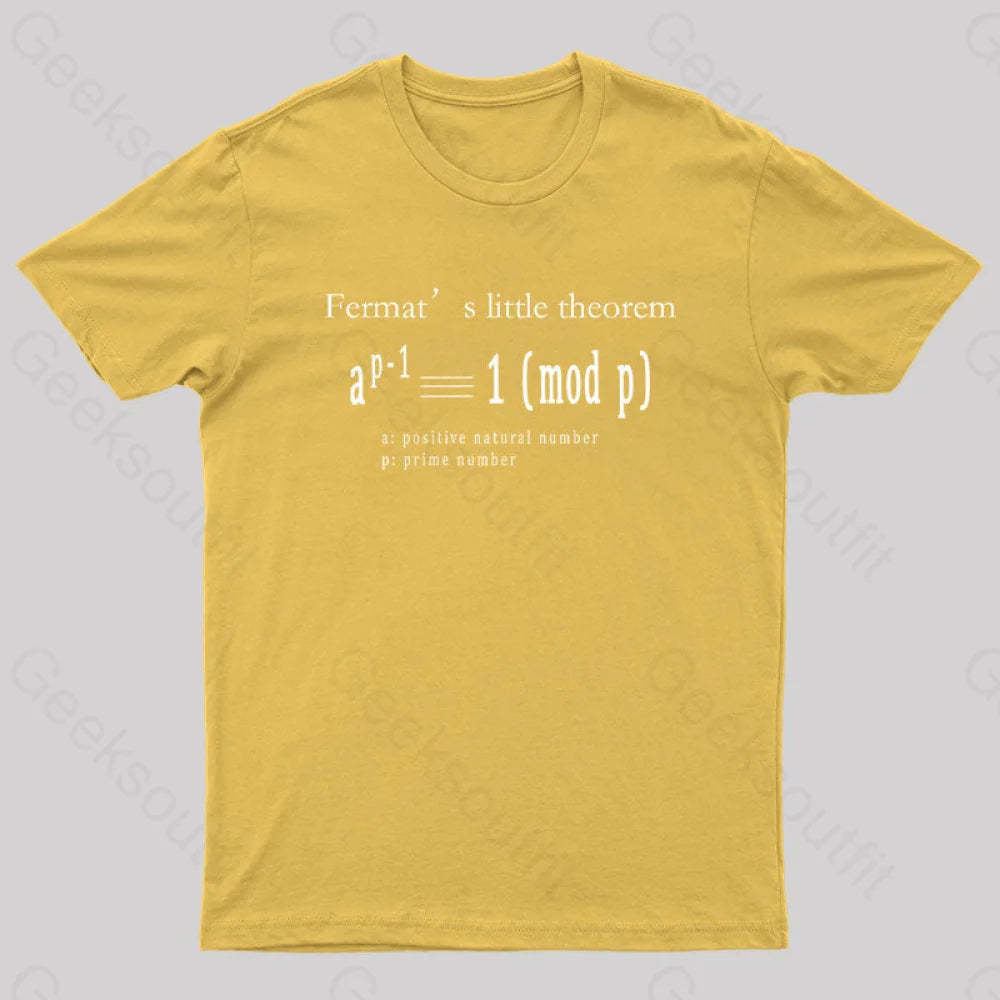 Fermat’s Little Theorem Geek T-Shirt Yellow / S