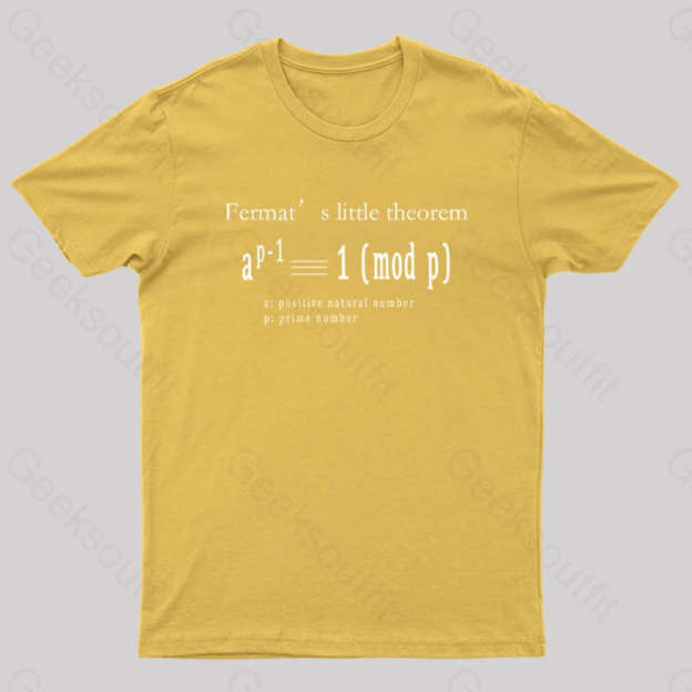 Fermat’s Little Theorem Geek T-Shirt Yellow / S