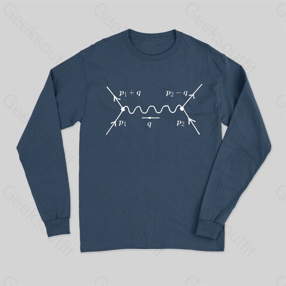 Feynman Diagram Quantum Field Theory And Particle Physics Long Sleeve T-Shirt Navy / S