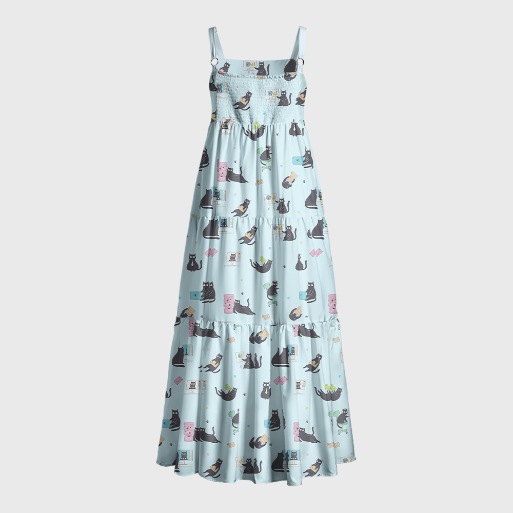 Working Cat Geek Tiered Cami Maxi Dress
