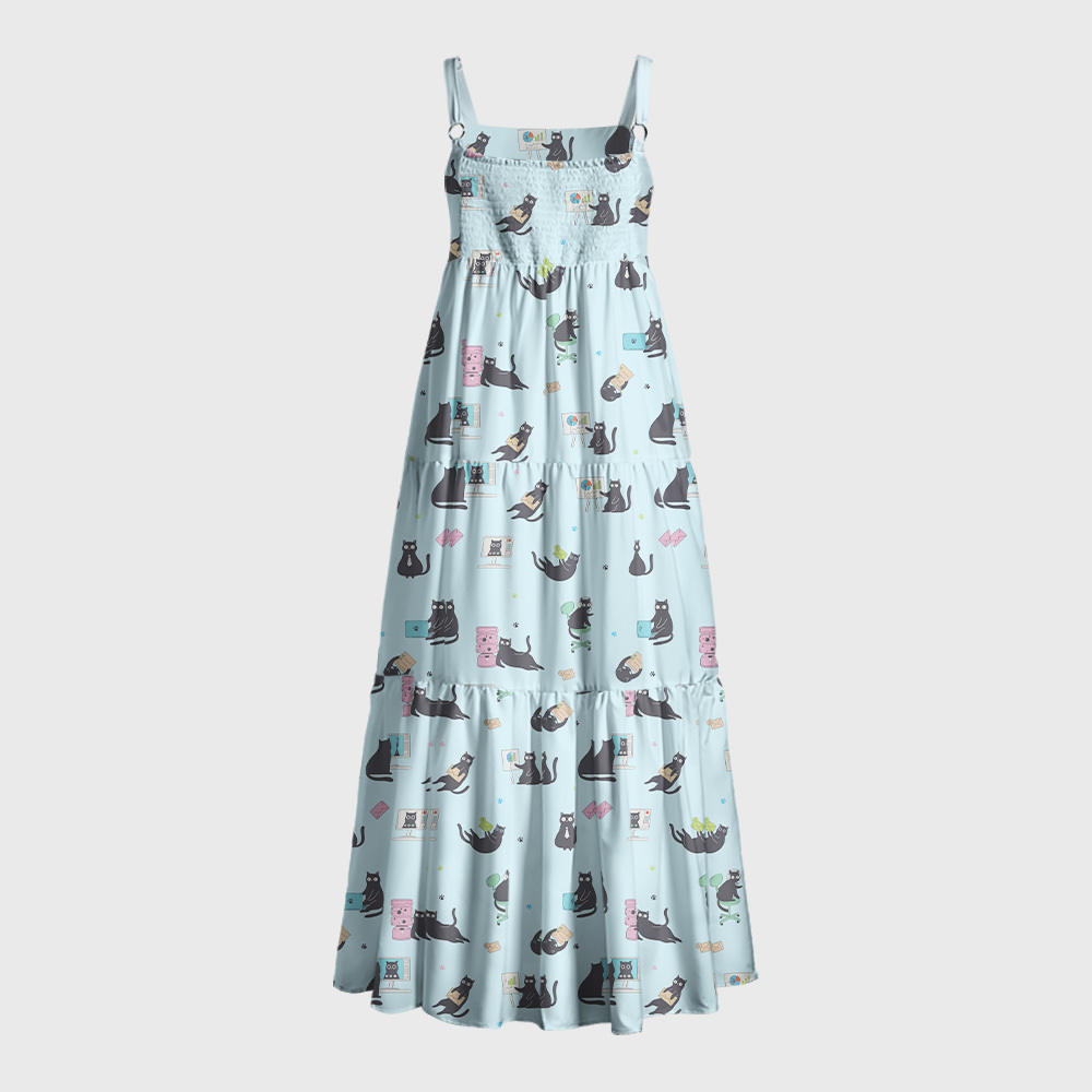 Working Cat Geek Tiered Cami Maxi Dress