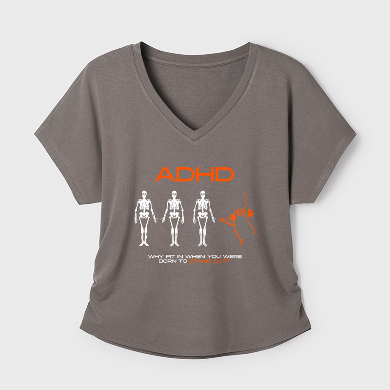 ADHD Awareness Geek Dolman Sleeve V-Neck Shirt