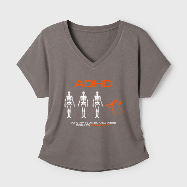 ADHD Awareness Geek Dolman Sleeve V-Neck Shirt