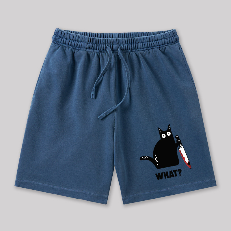 What Funny Cat Geeky Washed Shorts